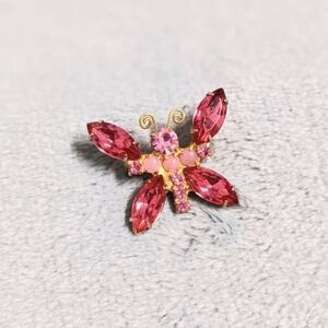 Vintage 1960's Pink Rhinestone Butterfly Brooche